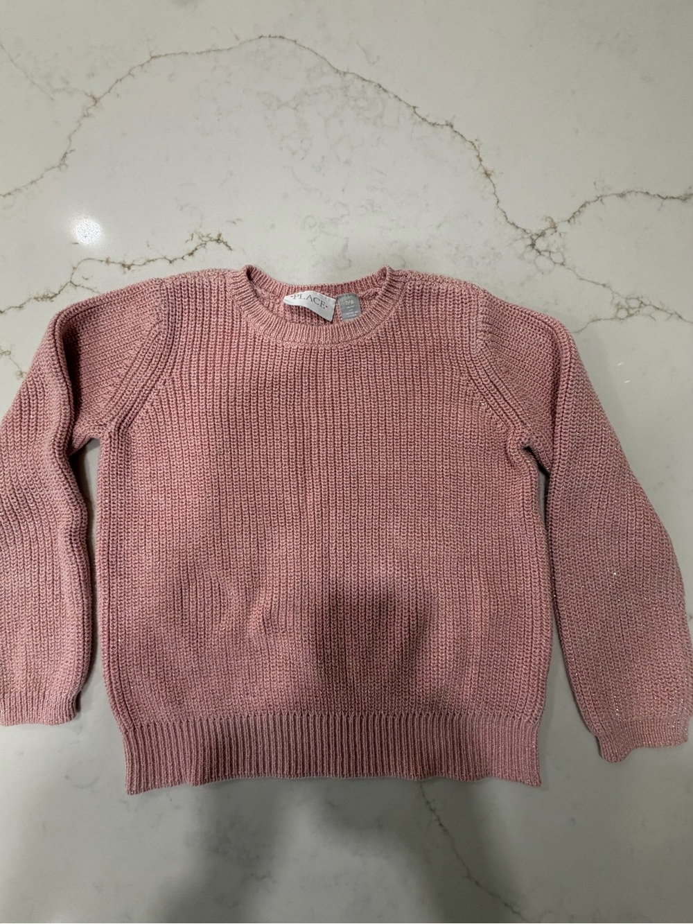 The Children’s Place Girls Pink Sparkle Metallic Knit Sweater 7/8